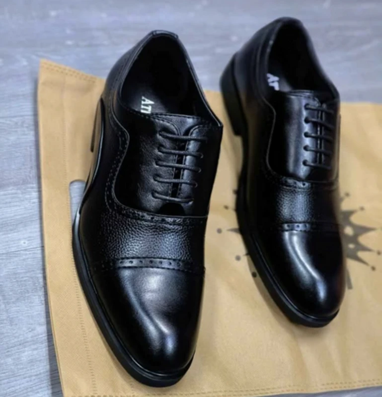 Retro Shoesblack Atlanta brand leather dress shoes