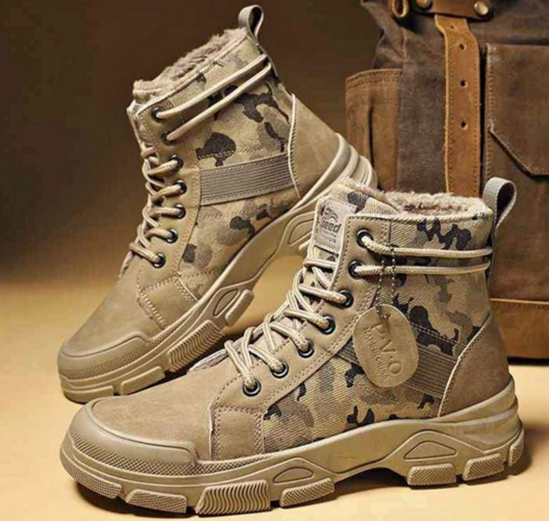 Retro ShoesPVO Men's Camouflage Fleece Boots